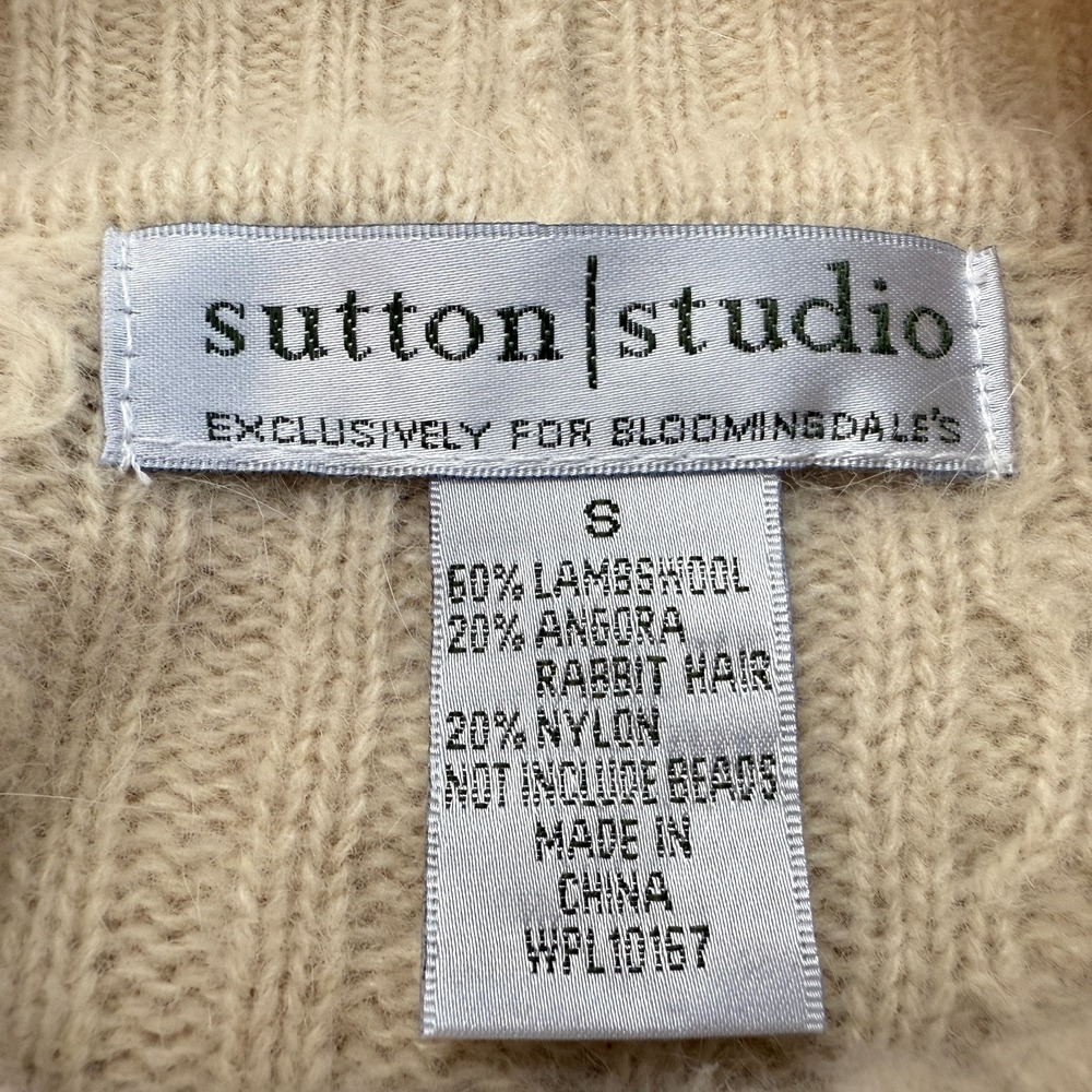 Sutton Studio Beaded Lambswool Angora Turtleneck‎ Sweater Cable Knit Fairy - Picture 8 of 15